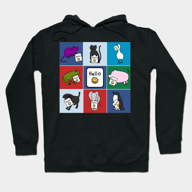 Cute Animals Say Hello Hoodie by ellenhenryart